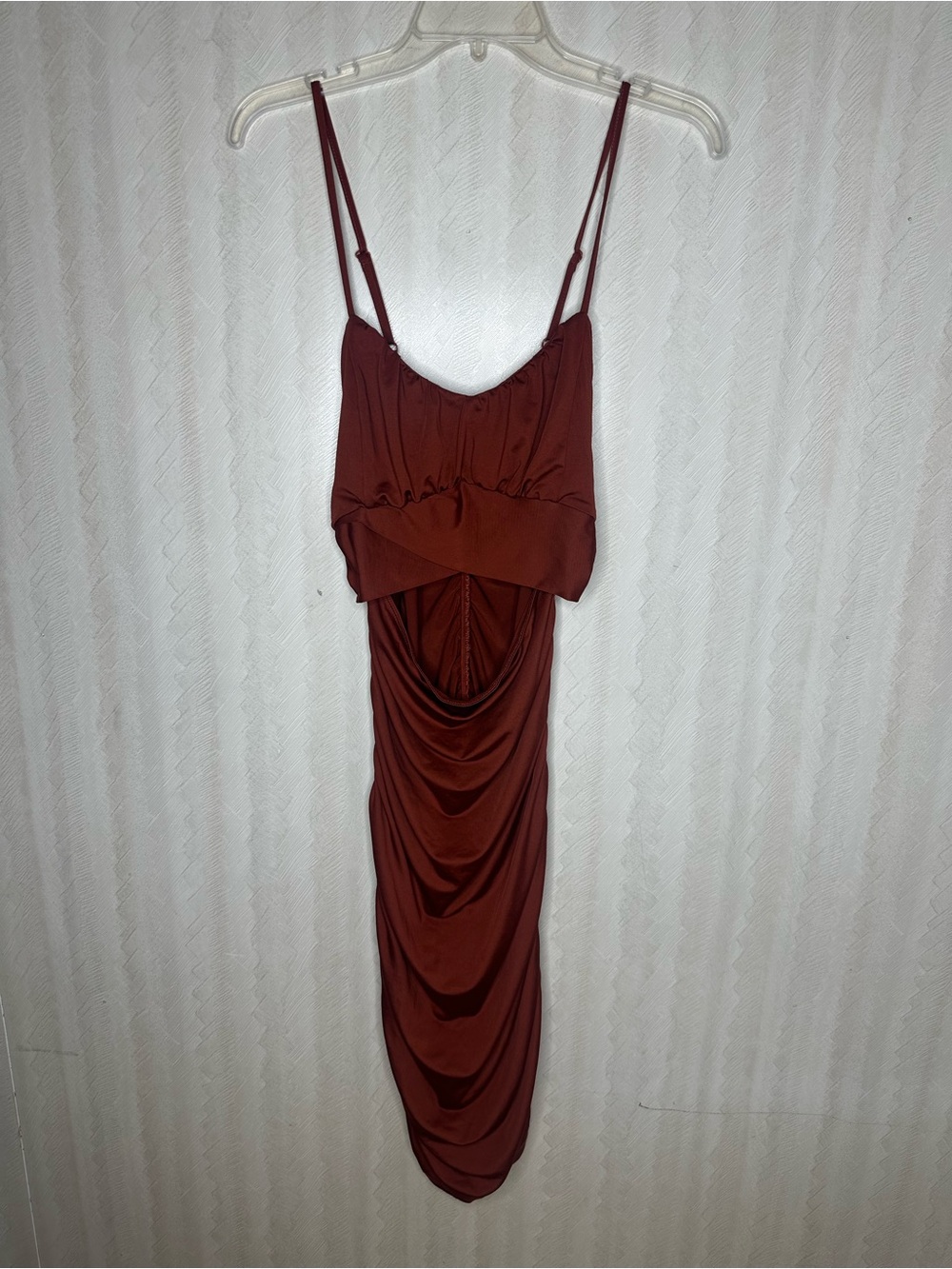 ❤️ ALMOST FAMOUS cut out front Rust Brown ruched dress size XL